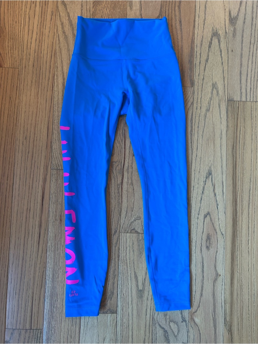 lululemon athletica Bright Blue Leggings with Pink Side Logo - Picture 3 of 5